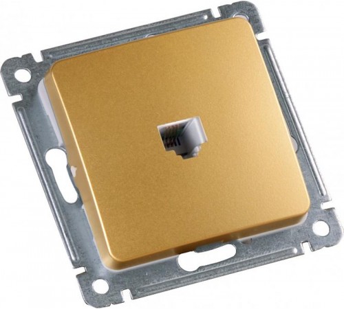 Розетка телефонная скрытой установки, механизм, цвет золото  РСТ-400-07  HEGEL