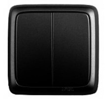 Выключатель открытой установки, двухклавишный, с изолирующей пластиной, цвет черный  ВА10-153-08  HEGEL