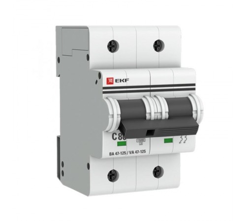Выключатель автоматический двухполюсный ВА 47-125 80А C 15кА PROxima  mcb47125-2-80C  EKF