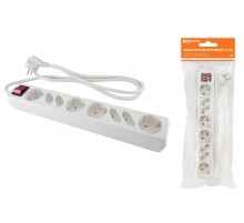 Удлинитель бытовой  У044В, выключатель, 4 б/з+4 с/з, 5метров, ПВС 3х1,5мм2  16А/250В   SQ1303-0322  TDM