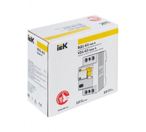 Выключатель дифференциальный (УЗО) ВД1-63 2п 16А 30мА тип A  MDV11-2-016-030  IEK