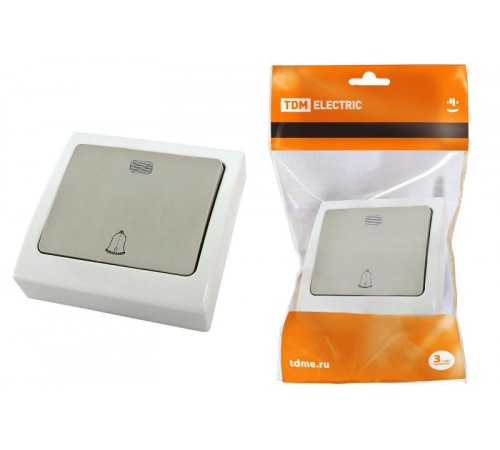 Кнопка звонковая с подсветкой скрытой установки IP54 6A "Вуокса" TDM  SQ1803-0107  TDM