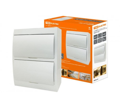 Бокс пластиковый навесной ЩРН-П-24 модуля с белой крышкой, навесной, пластик IP41  SQ0903-0006  TDM