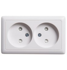 Хит Белый О/У с изолирующей пластиной Розетка 2-ая без заземления со шторками, 16А  RA16-233I-B  SE