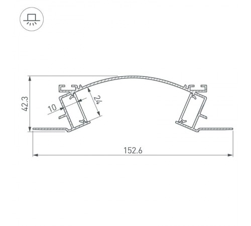 Профиль с экраном ALM-ARC-DOUBLE-2000 ANOD+FROST (arlight, Алюминий)  029852  Arlight