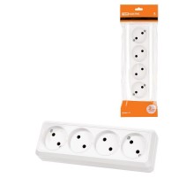 Розетка 4-х местная горизонтальная 2П открытой установки IP20 10A белая "Ладога"  SQ1801-0128  TDM