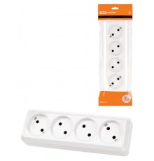 Розетка 4-х местная горизонтальная 2П открытой установки IP20 10A белая "Ладога"  SQ1801-0128  TDM