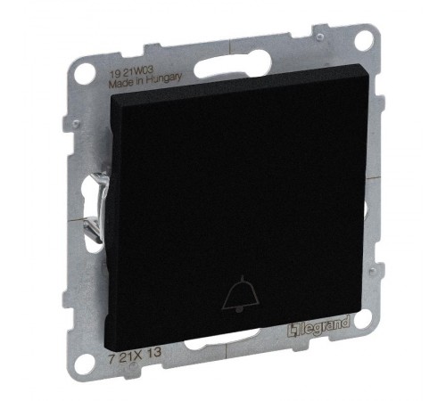 SUNO Выключатель без фиксации (кнопка) 6А 250В с символом "звонок".Безвинтовые зажимы. Цвет "Антрацит"  721413  Legrand