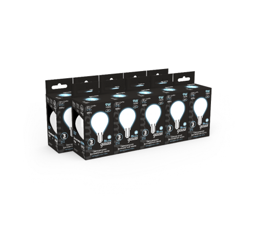 Лампа светодиодная Filament Шар 9W 610lm 4100К Е14 milky LED 1/10/50  105201209  Gauss