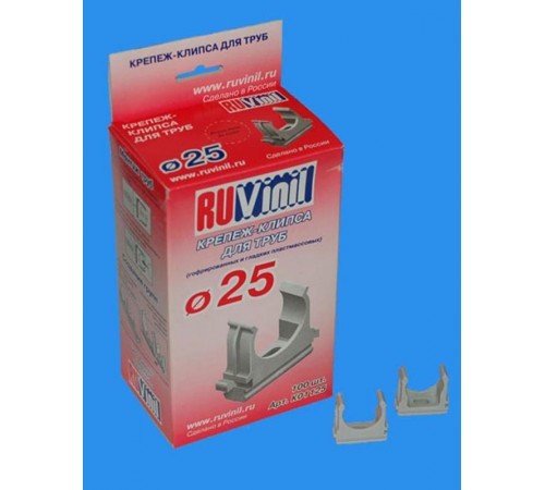 Крепеж-клипса для трубы 25мм (пластм.) К01125  К01125  Рувинил