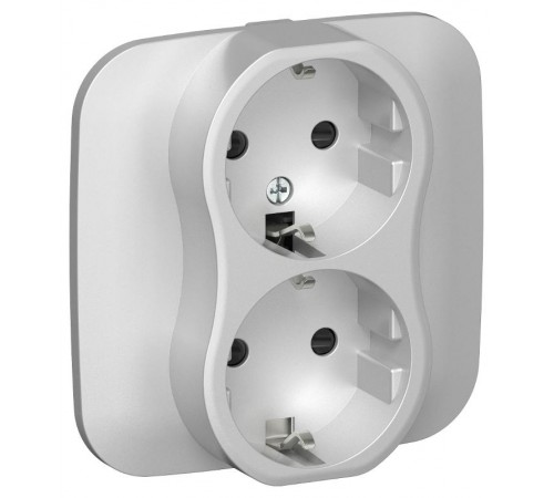 FLITE Розетка 2-ая с заземлением со шторками 16А РСш12-0-А-ФлА алюминий  FI-R24A-16-K47  IEK