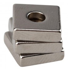 Неодимовый магнитный прямоугольник 10х10х3 мм с зенковкой 6х3,5 мм (упаковка 3 шт.)  72-3700  REXANT