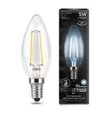 Лампа светодиодная LED 5Вт E14 220В 4100К свеча  103801205  Gauss