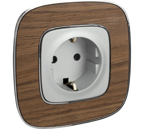 Valena ALLURE DIY Алюминий Розетка 1-ая с/з, безвинт.зажим  753921  Legrand