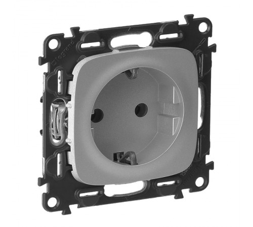 Valena ALLURE DIY Алюминий Розетка 1-ая с/з, безвинт.зажим  753921  Legrand