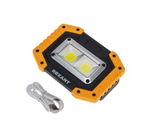 Рабочий заряжаемый NEW AGE 18650х2 прожектор с мощным светом 50%, 100%, Powerbank, противоударный корпус, кабель USB  75-1700  REXANT