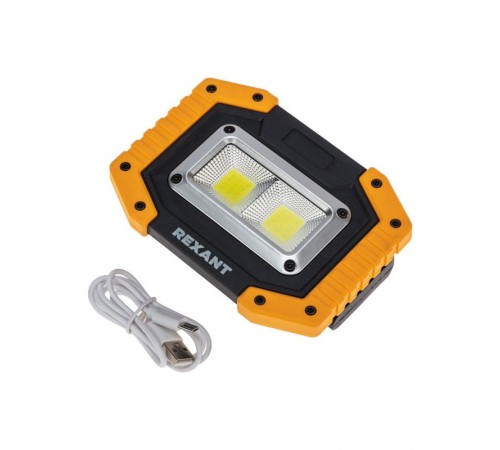 Рабочий заряжаемый NEW AGE 18650х2 прожектор с мощным светом 50%, 100%, Powerbank, противоударный корпус, кабель USB  75-1700  REXANT