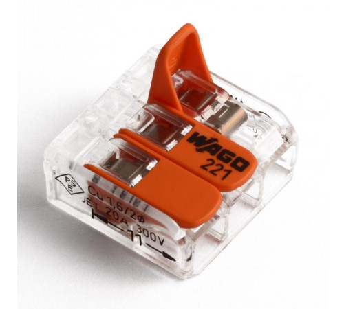Клемма универсальная 3-проводная 0.14 - 4 мм.кв. (уп/50шт)  221-413  WAGO