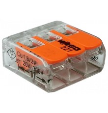 Клемма универсальная 3-проводная 0.14 - 4 мм.кв. (уп/50шт)  221-413  WAGO