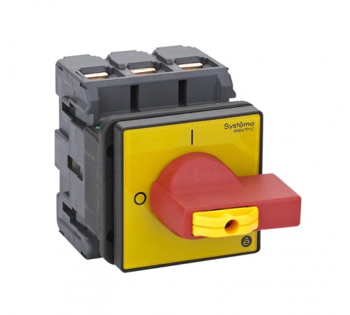 Выключатель-Разъединитель 3P 80A IP20 с красной рукояткой на дверцу 4 винта 1 замок  MSD80360R  SE