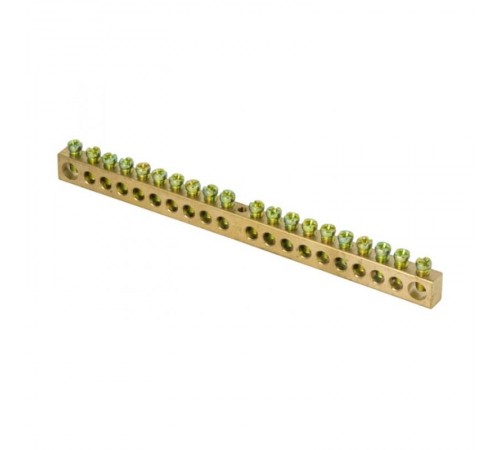 Шина PEN "ноль-земля" (8х12мм) 20 отверстий латунь крепеж по центру EKF PROxima  sn0-125-20-c  EKF