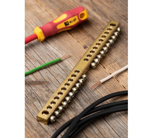 Шина PEN "ноль-земля" (8х12мм) 20 отверстий латунь крепеж по центру EKF PROxima  sn0-125-20-c  EKF