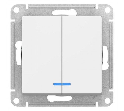 AtlasDesign Лотос  Выключатель 2-клавишный с подсветкой, сх.5а, 10АХ, механизм  ATN001353  SE