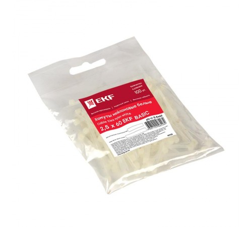 Хомут нейлоновый 2,5х60 (уп./100шт) EKF Simple  plc-c-2.5x60  EKF