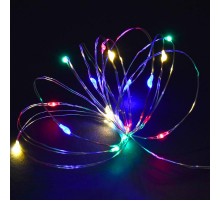Гирлянда светодиодная роса 2м 20RGBY IP20 прозрачный шнур 0,3м пит от батареек 2AA  LGDB500-3-020-02-T-B-20  IEK