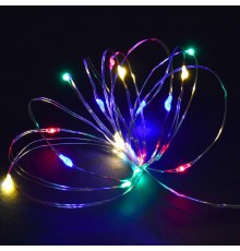 Гирлянда светодиодная роса 2м 20RGBY IP20 прозрачный шнур 0,3м пит от батареек 2AA  LGDB500-3-020-02-T-B-20  IEK