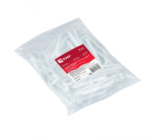 Дюбель-хомут для круглого кабеля (11-18мм) белый (50шт.) EKF PROxima  plc-ncs50-11x18w  EKF