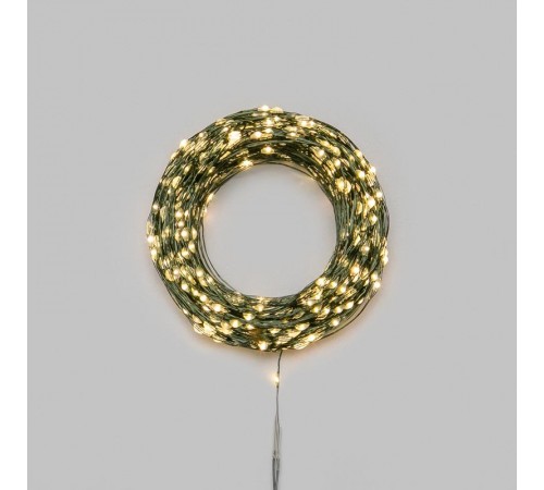 Гирлянда светодиодная Роса с контроллером 100м, 1000LED, ТЕПЛЫЙ БЕЛЫЙ, IP20, 230В, зеленый провод  303-296  NEON-NIGHT