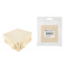 Коробка распределительная о/п 100х100х55мм, крышка, IP54, 8вх., сл. кость, инд. штрихкод  SQ1401-0933  TDM