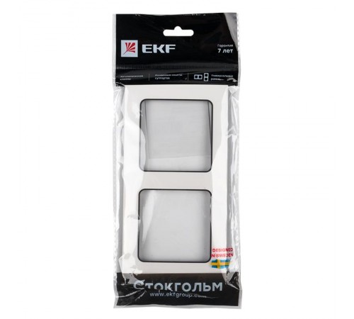 Стокгольм Рамка 2-местная белая с линией цвета черный PROxima  EXM-G-305-10  EKF