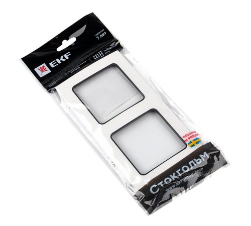 Стокгольм Рамка 2-местная белая с линией цвета черный PROxima  EXM-G-305-10  EKF