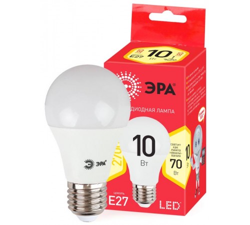 Лампа светодиодная RED LINE ECO LED A60-10W-827-E27 E27 / Е27 10Вт груша теплый белый свет  Б0028006  ЭРА