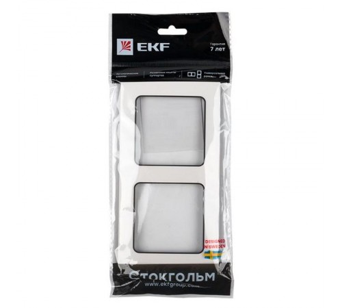 Стокгольм Рамка 2-местная белая с линией цвета черный PROxima  EXM-G-305-10  EKF