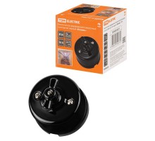 Выключатель фарфоровый поворотный проходной с ручкой (бантик) 10А черный "Болонь"  SQ1820-0211  TDM