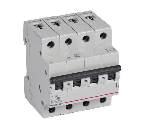 Выключатель автоматический четырехполюсный RX3 4500 20А C 4,5кА  419742  Legrand