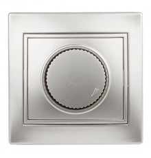 1-401-03 Intro Светорегулятор поворотный, 600Вт 230В, IP20, СУ, Plano, алюминий  Б0030090  Intro