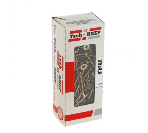 Саморезы универсальные 35х4,0 мм (200 шт) желтые - коробка с окном ( 0,378 кг)  102244  Tech-KREP