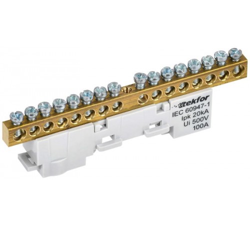 TEKFOR Шина L "фаза" неизолированная на универсальном держателе 6х9-16-Ср  TF-NN10-16-DL-K03  IEK