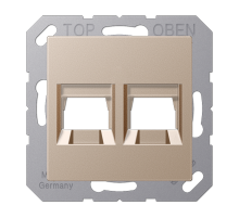 Kрышка для 2-х разъемов; без видимого винта; подпружиненная шторка; термопласт; шампань A1569-2WECH Jung