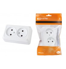 Розетка двойная 2П открытой установки IP20 10А 250В (керамика) белая "Ладога"  SQ1801-0112  TDM