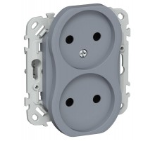 FLITE Розетка 2-ая без заземления без шторок 10А РС02-0-ФлМ маренго  FI-R20-10-K35  IEK