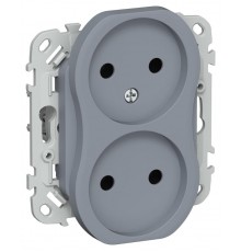 FLITE Розетка 2-ая без заземления без шторок 10А РС02-0-ФлМ маренго  FI-R20-10-K35  IEK