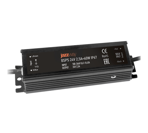 Драйвер для светодиодной ленты LED BSPS 24V 2,50A=60W IP67 3 г.гар.  .5015524  Jazzway