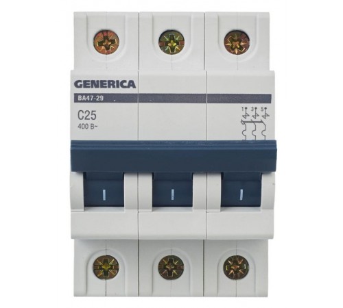 Выключатель автоматический трехполюсный ВА47-29 25А C 4,5кА  MVA25-3-025-C  GENERICA