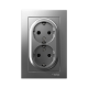 AtlasDesign Сталь Розетка 2-ая с заземлением, со шторками, 16А, (в сборе с рамкой)  ATN000926  SE