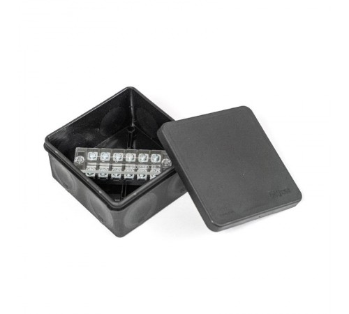 Коробка распределительная двухкомпонентная (HF) в комплекте с 6-кл. зажимами, сечение до 2,5 мм, 100х100х50 черная IP66 PR80.0173  Промрукав